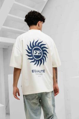 Equalité Sunny Boxy T-Shirt Heren Gebroken Wit/Donkerblauw - Maat S - Kleur: Gebroken Wit | Soccerfanshop