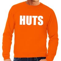 HUTS tekst sweater oranje voor heren