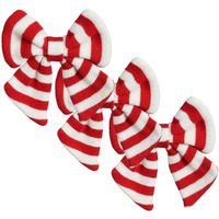 Kerst ornament strikken- 3x -rood/wit streep 14 x 14 cm - polyester