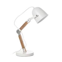 Artdelight Landelijke bureaulampCooper wit met hout - TL COOPER WI