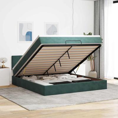Ottoman bed met matras 180x200 cm fluweel donkergroen