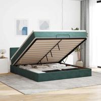 Ottoman bed met matras 180x200 cm fluweel donkergroen