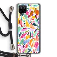 Watercolor Brushstrokes: Samsung Galaxy A12 Transparant Hoesje met koord