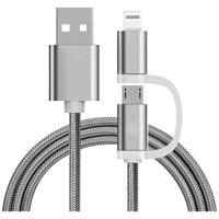 REEKIN Apple iPad/iPhone/iPod Aansluitkabel [1x Micro-USB, Apple dock-stekker Lightning - 1x ] 1.00 m Zilver