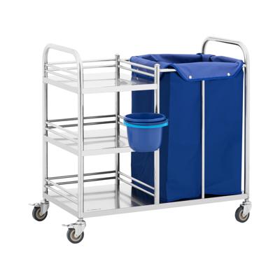 Wastrolley - 3 planken & waszak - 50 kg - roestvrij staal