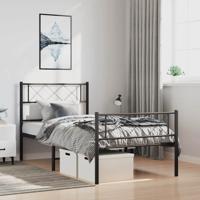Bedframe met hoofd- en voeteneinde metaal zwart 100x190 cm