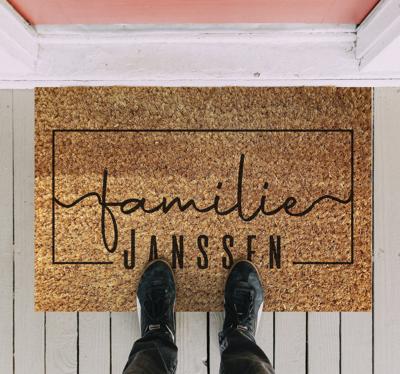 Gepersonaliseerde familienaam deurmat vinyl vloerkleed Gepersonaliseerde familienaam deurmat vinyl vloerkleed