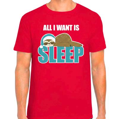Slaapshirt voor heren - All I want is sleep - pyjama - rood - Kerst slaapshirt Slaapshirt voor heren - All I want is sleep - pyjama - rood - Kerst slaapshirt