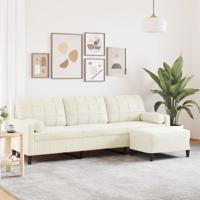 Driezitsbank met voetenbank 210 cm fluweel crèmekleurig Driezitsbank met voetenbank 210 cm fluweel crèmekleurig