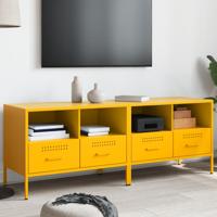 Tv-meubelen 2 st 68x39x50,5 cm staal mosterdgeel