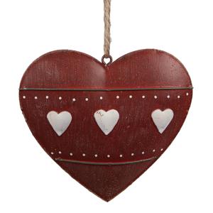 Clayre & Eef Decoratie Hanger Hart 10 cm Rood IJzer Rood