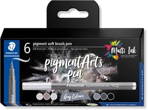 Staedtler Pigment Arts Soft Brush Pen Grey Colors viltstift Grijs 6 stuk(s)