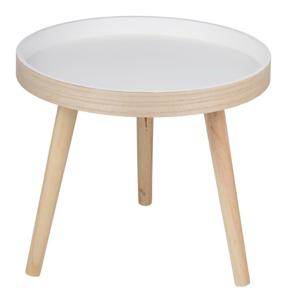 Bijzettafel/salontafel - wit - hout - rond - 40 x 36 cm