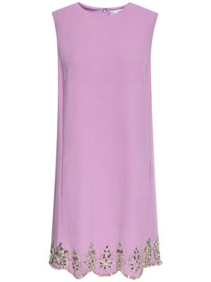 Oscar de la Renta robe festonnée à ornements en cristal - Rose
