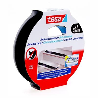Tesa Anti-slip tape - 2x rol - zwart - 5 meter - anti uitglij tape