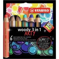 Stabilo woody 3 in 1 - multitalent potlood - set 6 stuks