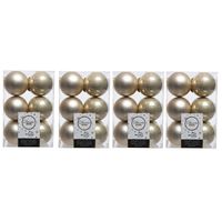 48x Licht parel/champagne kerstballen 6 cm kunststof mat/glans - thumbnail