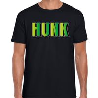 Hunk t-shirt zwart met groene letters voor heren