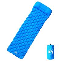 VidaXL Kampeermatras met kussen opblaasbaar 1-persoons blauw VidaXL Kampeermatras met kussen opblaasbaar 1-persoons blauw