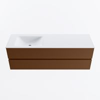 MONDIAZ VICA 150cm badmeubel onderkast Rust 2 lades. Wastafel CLOUD links 1 kraangat, kleur Talc.