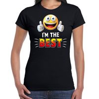 Funny emoticon t-shirt i am the best zwart voor dames - thumbnail