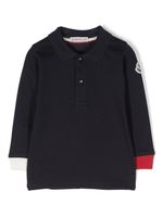 Moncler Enfant logo-patch long-sleeved polo shirt - Bleu