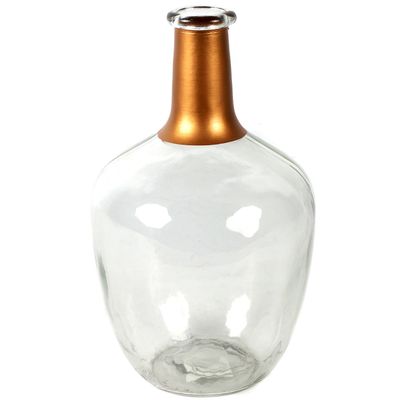 Bloemenvaas Firm Big Bottle - helder transparant/koper - glas - D15 x H25 cm