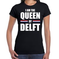 I am the Queen of Delft Koningsdag t-shirt zwart voor dames