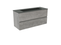 Storke Edge zwevend badkamermeubel 100 x 40 cm beton donkergrijs met Scuro enkele wastafel in mat kwarts