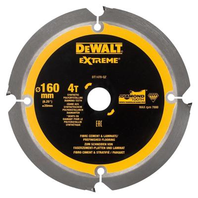 DeWALT Cirkelzaagblad voor Cementplaten | Extreme | Ø 160mm Asgat 20mm 4T - DT1470-QZ