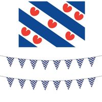 Friesland versiering set met vlag + 2 vlaggenlijnen - thumbnail