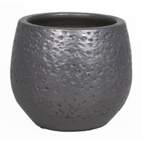 Bloempot/plantenpot van keramiek industrieel lava zwart motief D33 cm en H30 cm