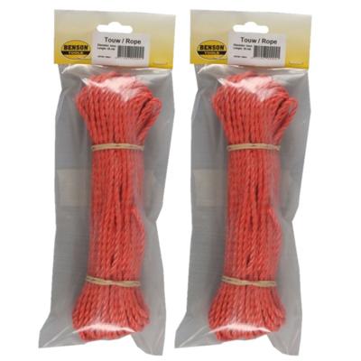 Touw - 2x stuks - oranje - 25 meter x 4mm streng touw - hobbytouw