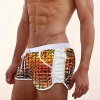 Voor heren Zwemshorts Lange zwembroeken Korte broek Strandshorts Zak Trekkoord Elastische taille Raster / Plaid Geometrisch patroon Ademend Zacht Korte Surfen Feestdagen Strand Modieus Ontwerper Geel Lightinthebox