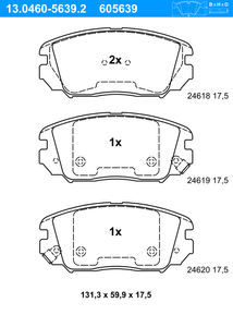 Remblokkenset, schijfrem ATE, u.a. für Hyundai