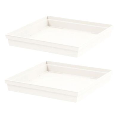 2x stuks bloempot kunststof onderschalen Toscane wit vierkant L33 x B33 x H5 cm 2x stuks bloempot kunststof onderschalen Toscane wit vierkant L33 x B33 x H5 cm