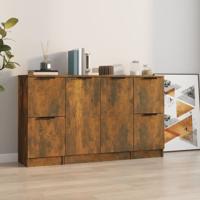 Dressoirs 3 st bewerkt hout gerookt eikenkleurig