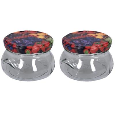 Weckpotten/inmaakpotten - Set van 2x stuks - met schroefdeksel - 300 ml - bewaarpot