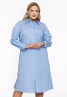 Yoek Blouse-jurk lang met knopen POPLIN STRETCH | Licht Blauw | Maat 50/52 Yoek Blouse-jurk lang met knopen POPLIN STRETCH | Licht Blauw | Maat 50/52