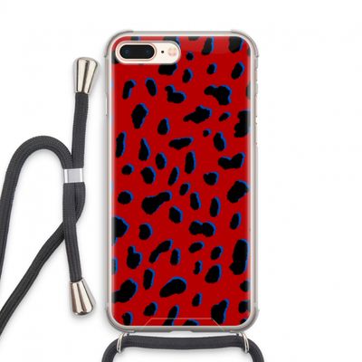 Red Leopard: iPhone 8 Plus Transparant Hoesje met koord