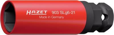 HAZET Krachtdopsleutel 903SLG6-21 · 1/2 inch (12,5 mm) vierkant hol, 24 mm buitenzeskant · Buiten-zeskant-tractieprofiel · SW 21 mm