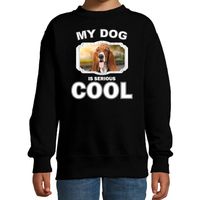 Basset honden trui / sweater my dog is serious cool zwart voor kinderen