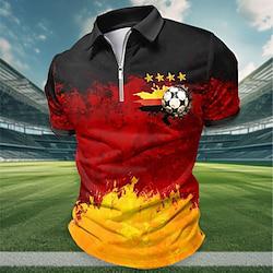 Voetbal Duitsland Sportkleding Casual Voor heren Polo met rits Korte mouw Straat Dagelijks Feestdagen Lente zomer 3D Afdrukken Strijkijzer Rood Micro-elastisch Polyester Lightinthebox