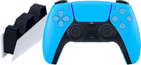 Sony PlayStation 5 DualSense draadloze controller Starlight Blue + oplaadstation - thumbnail