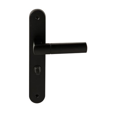 Hardbrass Deurkruk Rhodos op ovaal langschild WC63/8mm - zwart