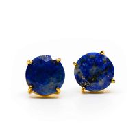 Edelsteen Oorstekers Lapis Lazuli - 925 Zilver & Verguld