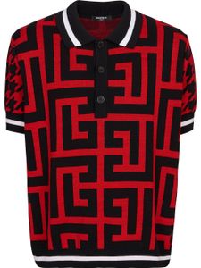 Balmain polo à motif monogrammé - Rouge