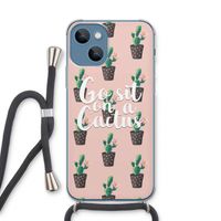 Cactus quote: iPhone 13 Transparant Hoesje met koord