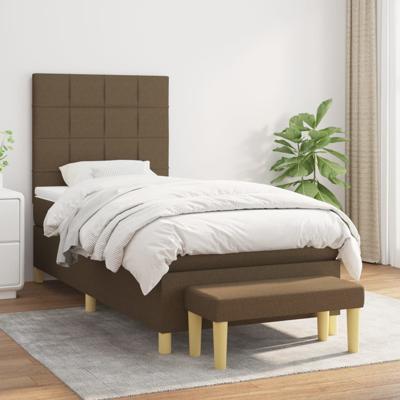 Boxspring met matras stof donkerbruin 90x200 cm