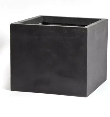 Mega Collections Kubus Plantenbak Clayfibre - L28 x 28 x H28 cm - Zwart